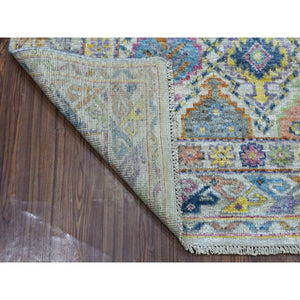 6'10"x4'10" Ivory Tribal Design Colorful Afghan Baluch Hand Knotted Pure Wool Oriental Rug FWR324882
