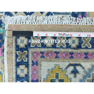 4'1"x6'1" Colorful Beige Fusion Kazak Pure Wool Hand Knotted Oriental Rug FWR324918