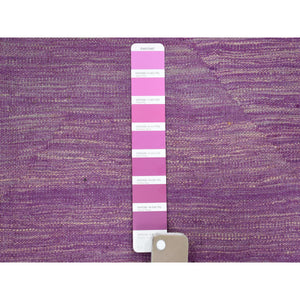 6'8"x9'8" Lavender Shades Flat Weave Kilim Pure Wool Hand Woven Oriental Rug FWR325278