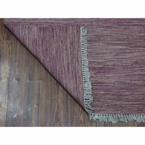 2'8"x10' Lavender shades Reversible Kilim Pure Wool Hand Woven Runner Oriental Rug FWR325488