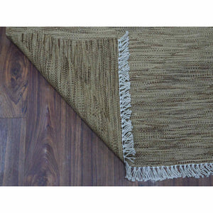 2'3"x6'4" Natural Shades Reversible Kilim Pure Wool Hand Woven Oriental Runner Rug FWR325506