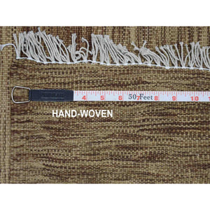 2'3"x6'4" Natural Shades Reversible Kilim Pure Wool Hand Woven Oriental Runner Rug FWR325506