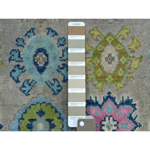 5'x6'4" Colorful Gray Fusion Kazak Pure Wool Geometric Design Hand Knotted Oriental Rug FWR325938