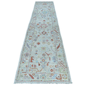 2'10"x13'6" Gray Angora Oushak With Velvety Wool Runner Hand Knotted Oriental Rug FWR326574
