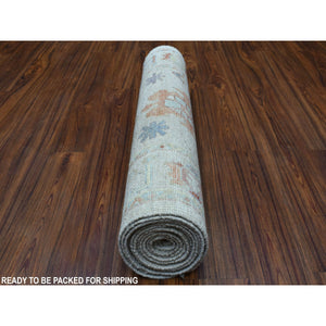 2'10"x13'6" Gray Angora Oushak With Velvety Wool Runner Hand Knotted Oriental Rug FWR326574