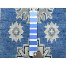 Load image into Gallery viewer, 2&#39;6&quot;x9&#39;7&quot; Blue Vintage Look Kazak Organic Wool Tribal Design Hand Knotted Runner Oriental Rug FWR327726