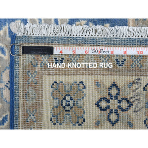 2'6"x9'7" Blue Vintage Look Kazak Organic Wool Tribal Design Hand Knotted Runner Oriental Rug FWR327726