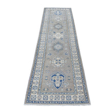 Load image into Gallery viewer, 2&#39;8&quot;x9&#39;7&quot; Gray Hand Knotted Vintage Look Kazak Natural Wool Tribal Design Runner Oriental Rug FWR328050