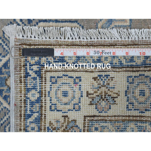 2'8"x9'7" Gray Hand Knotted Vintage Look Kazak Natural Wool Tribal Design Runner Oriental Rug FWR328050
