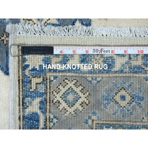 3'10"x5'3" Ivory Hand Knotted Afghan Vintage Look Kazak Natural Wool Oriental Rug FWR328692