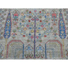 Load image into Gallery viewer, 8&#39;2&quot;x9&#39;10&quot; Gray with Pop of Color Willow and Cypress Tree Design Pure Wool Hand Knotted Oriental Rug FWR328896