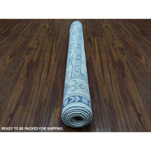 Load image into Gallery viewer, 3&#39;10&quot;x5&#39;7&quot; Ivory Vintage Look Kazak Geometric Design Organic Wool Hand Knotted Oriental Rug FWR329088