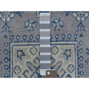 2'6"x9'7" Gray Wide Runner Natural Wool Afghan Vintage Look Kazak Hand Knotted Oriental Rug FWR329130