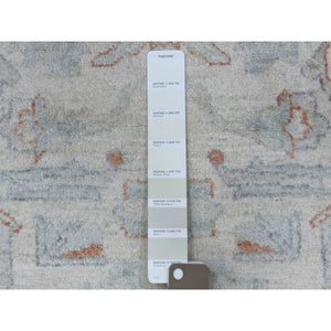 2'7"x9'7" Ivory Washed Out Peshawar Organic Wool Hand Knotted Runner Oriental Rug FWR330156