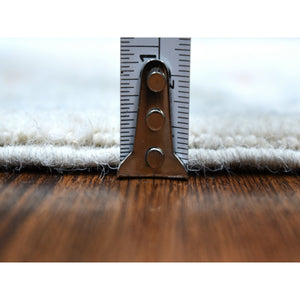 2'7"x9'7" Ivory Washed Out Peshawar Organic Wool Hand Knotted Runner Oriental Rug FWR330156