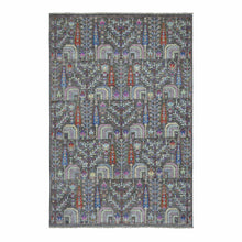 Load image into Gallery viewer, 6&#39;x8&#39;10&quot; Gray With Pop Of Color Willow And Cypress Tree Design Hand Knotted Oriental Rug FWR330630