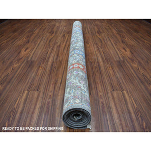 6'x8'10" Gray With Pop Of Color Willow And Cypress Tree Design Hand Knotted Oriental Rug FWR330630