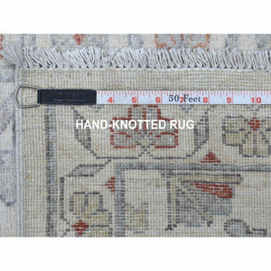 2'6"x9'10" White Wash Peshawar 100% Wool Hand Knotted Runner Oriental Rug FWR330882