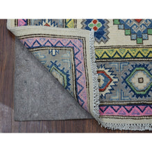 Load image into Gallery viewer, 3&#39;2&quot;x4&#39;10&quot; Colorful Ivory Fusion Kazak Organic Wool Hand Knotted Oriental Rug FWR332412