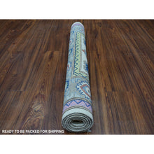 Load image into Gallery viewer, 3&#39;2&quot;x4&#39;10&quot; Colorful Ivory Fusion Kazak Organic Wool Hand Knotted Oriental Rug FWR332412