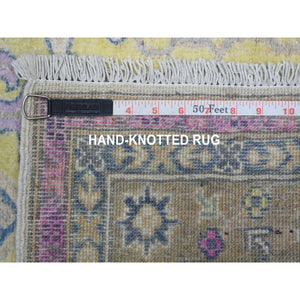 3'3"x4'8" Colorful Yellow Fusion Kazak Natural Wool Hand Knotted Oriental Rug FWR332442