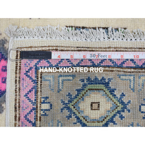 3'1"x4'9" Colorful Ivory Fusion Kazak Pure Wool Hand Knotted Oriental Rug FWR332460