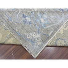 Load image into Gallery viewer, 8&#39;4&quot;x9&#39;9&quot; Hand Knotted Monochromatic Gray With Touches Of Blue Angora Oushak Pure Wool Oriental Rug FWR333120