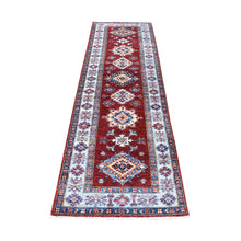 Load image into Gallery viewer, 2&#39;8&quot;x8&#39;7&quot; Red Hand-Knotted Geometric Design Super Kazak Pure Wool Oriental Runner Rug FWR333204