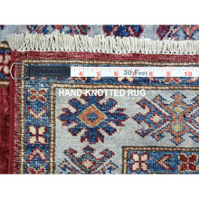 Load image into Gallery viewer, 2&#39;8&quot;x8&#39;7&quot; Red Hand-Knotted Geometric Design Super Kazak Pure Wool Oriental Runner Rug FWR333204