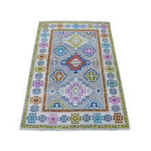 Load image into Gallery viewer, 3&#39;1&quot;x4&#39;10&quot; Colorful Gray Fusion Kazak Organic Wool Hand Knotted Oriental Rug FWR333300