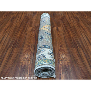 3'3"x5' Colorful Gray Fusion Kazak Pure Wool Hand Knotted Oriental Rug FWR333330