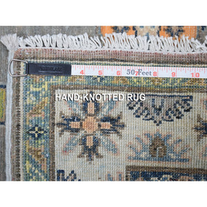 3'3"x5' Colorful Gray Fusion Kazak Pure Wool Hand Knotted Oriental Rug FWR333330