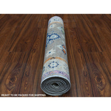 Load image into Gallery viewer, 2&#39;7&quot;x7&#39;10&quot; Gray Fusion Kazak Tribal Design Pure Wool Hand Knotted Runner Oriental Rug FWR333390