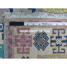 Load image into Gallery viewer, 2&#39;7&quot;x7&#39;10&quot; Colorful Gray Fusion Kazak Tribal Design Organic Wool Hand Knotted Runner Oriental Rug FWR333444