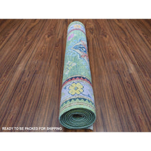 Load image into Gallery viewer, 2&#39;8&quot;x7&#39;9&quot; Colorful Green Fusion Kazak Organic Wool Hand Knotted Runner Oriental Rug FWR333474
