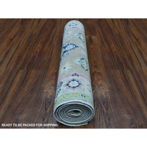 2'6"x8' Gray Fusion Kazak Pure Wool Hand Knotted Runner Oriental Rug FWR333480