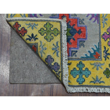 Load image into Gallery viewer, 1&#39;10&quot;x2&#39;9&quot; Yellow Fusion Kazak Organic Wool Hand Knotted Mat Oriental Rug FWR333576
