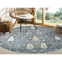 Load image into Gallery viewer, 8&#39;2&quot;x8&#39;2&quot; Round Folk Art Willow And Cypress Tree Design Hand Knotted Borderless Oriental Rug FWR334224