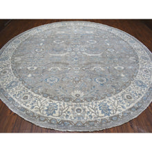 Load image into Gallery viewer, 12&#39;x12&#39; Gray Afghan Peshawar with Ziegler Mahal Design Organic Wool Hand Knotted Round Oriental Rug FWR334260