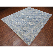 Load image into Gallery viewer, 8&#39;x9&#39;9&quot; Blue Shiny Wool Afghan Ersari Design Hand Knotted Oriental Rug FWR334860