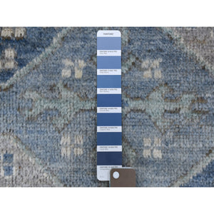 8'x9'9" Blue Shiny Wool Afghan Ersari Design Hand Knotted Oriental Rug FWR334860