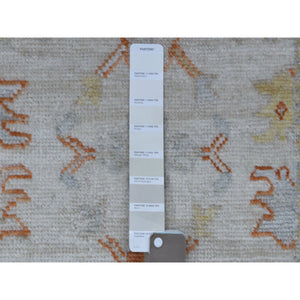 2'7"x15'7" Hand Knotted Ivory Angora Oushak Pure Wool Oriental XL Runner Rug FWR334866