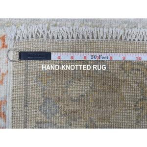 2'8"x15'8" Hand Knotted Ivory Angora Oushak With Soft And Supple Wool Oriental XL Runner Rug FWR335316