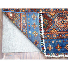 Load image into Gallery viewer, 3&#39;3&quot;x5&#39; Blue Khorjin Design Tribal Super Kazak Natural Wool Hand Knotted Oriental Rug FWR335394
