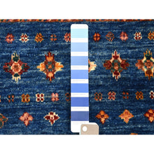 Load image into Gallery viewer, 3&#39;3&quot;x5&#39; Blue Khorjin Design Tribal Super Kazak Natural Wool Hand Knotted Oriental Rug FWR335394