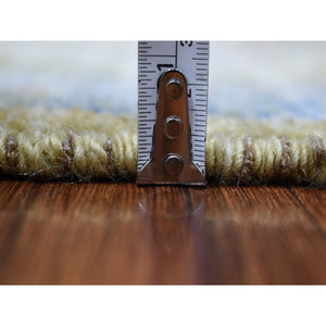 4'1"x6' Anatolian Design With Glimmery Wool Mustard Color Hand Knotted Oriental Rug FWR335730