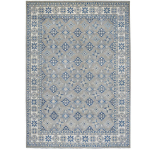 9'8"x13'9" Gray Vintage Look Kazak All Over Design Natural Wool Hand Knotted Oriental Rug FWR335808