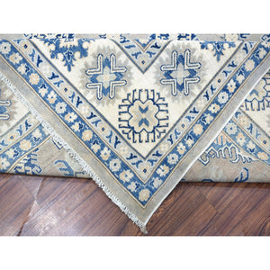 9'8"x13'9" Gray Vintage Look Kazak All Over Design Natural Wool Hand Knotted Oriental Rug FWR335808
