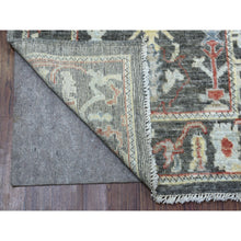 Load image into Gallery viewer, 2&#39;9&quot;x9&#39;8&quot; Charcoal Black With Pop Of Color Angora Oushak Soft &amp; Vibrant Wool Hand Knotted Oriental Runner Rug FWR336486