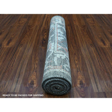 Load image into Gallery viewer, 2&#39;9&quot;x9&#39;8&quot; Charcoal Black With Pop Of Color Angora Oushak Soft &amp; Vibrant Wool Hand Knotted Oriental Runner Rug FWR336486